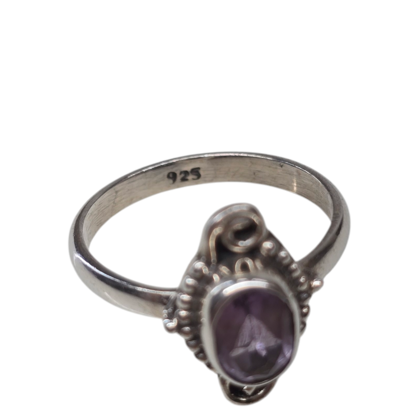 Amethyst Crystal Sterling Silver Ring sz5