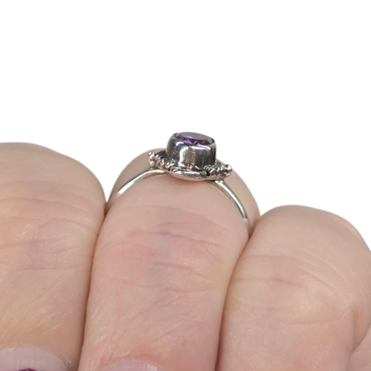 Amethyst Crystal Sterling Silver Ring sz5