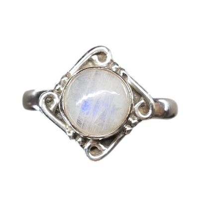 Moonstone Crystal Sterling Silver Ring sz6