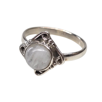 Moonstone Crystal Sterling Silver Ring sz6