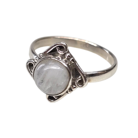 Moonstone Crystal Sterling Silver Ring sz6