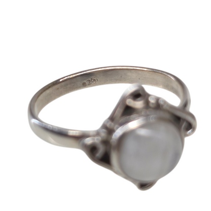 Moonstone Crystal Sterling Silver Ring sz6