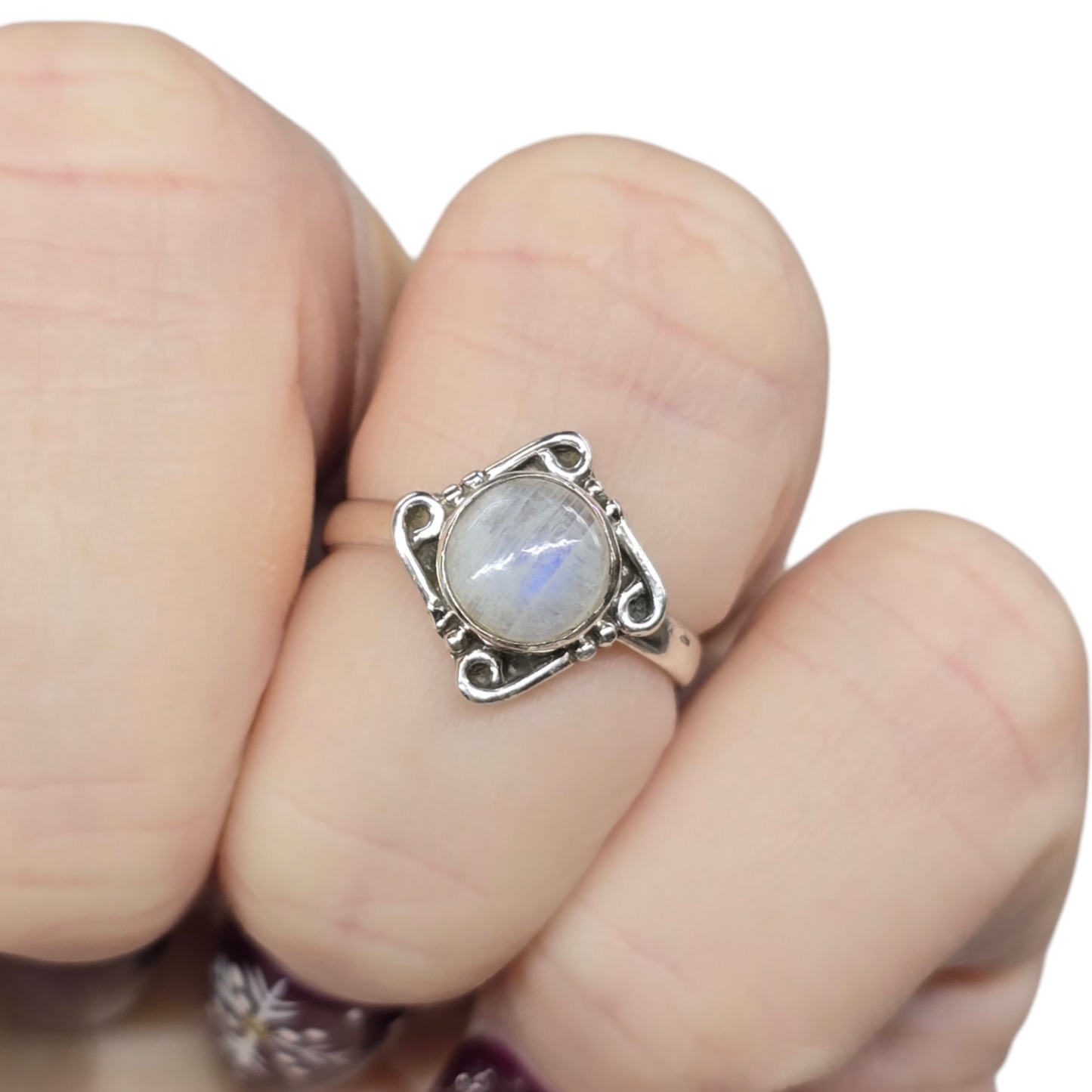 Moonstone Crystal Sterling Silver Ring sz6