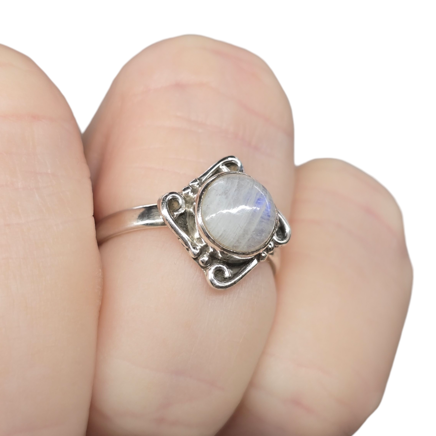 Moonstone Crystal Sterling Silver Ring sz6