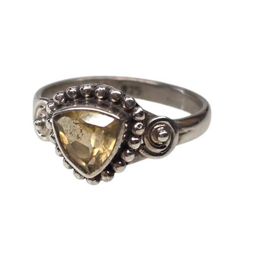 Citrine Crystal Sterling Silver Ring sz5