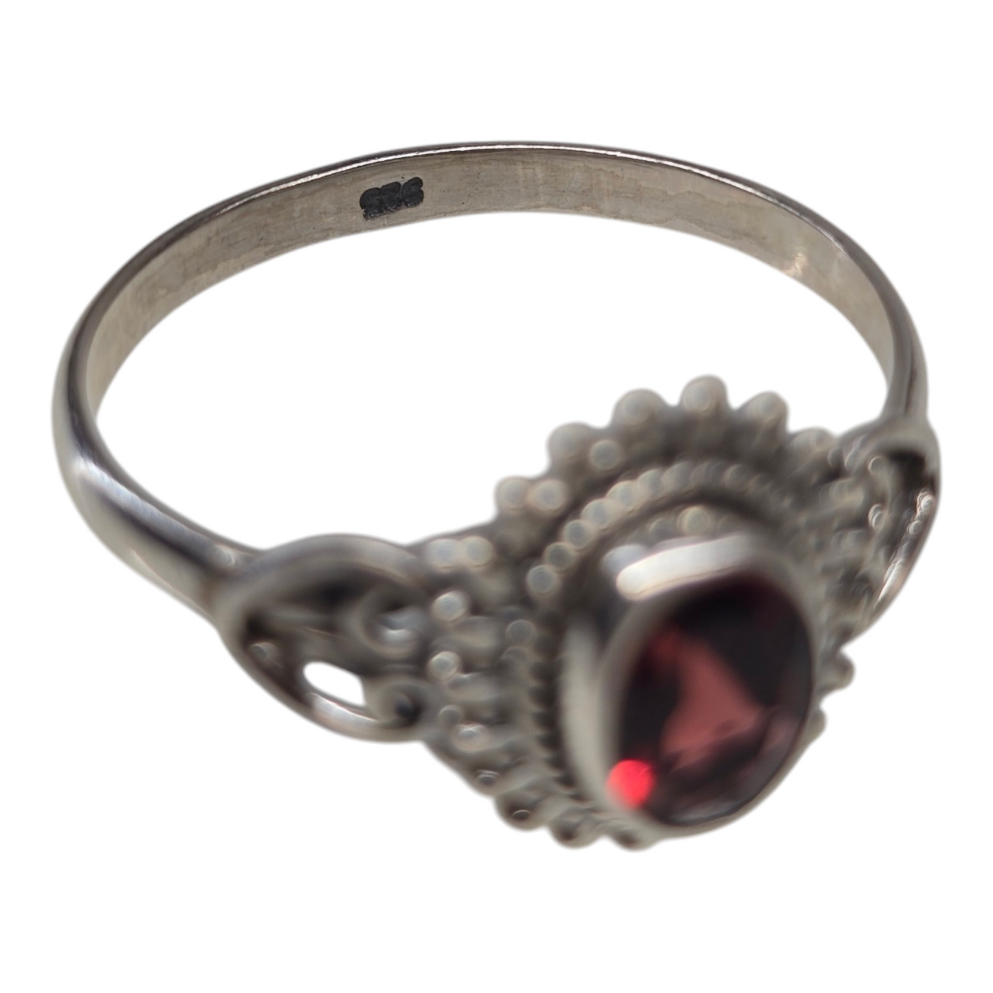 Garnet Crystal Sterling Silver Ring sz9