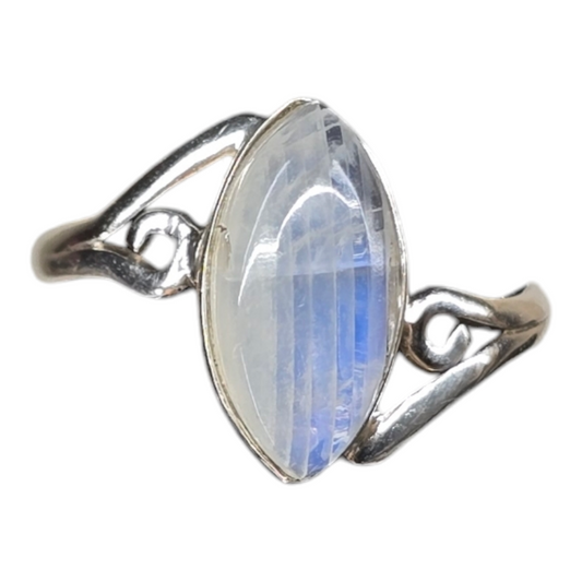 Moonstone Crystal Sterling Silver Ring sz6