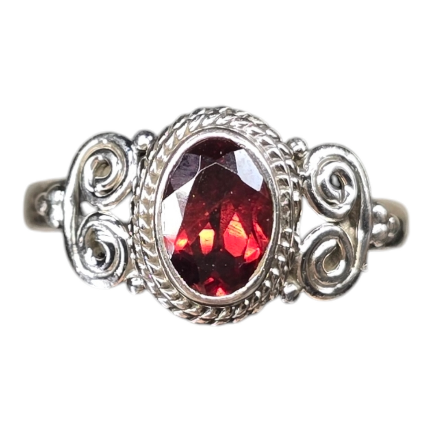 Garnet Crystal Sterling Silver Ring sz6