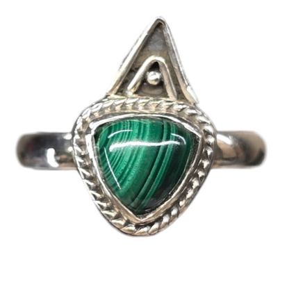 Malachite Crystal Sterling Silver Ring sz6