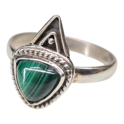 Malachite Crystal Sterling Silver Ring sz6