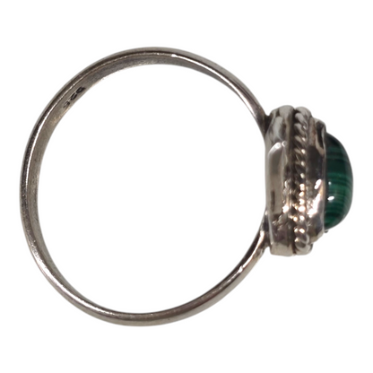 Malachite Crystal Sterling Silver Ring sz6