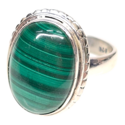 Malachite Crystal Designer Sterling Silver Ring sz9