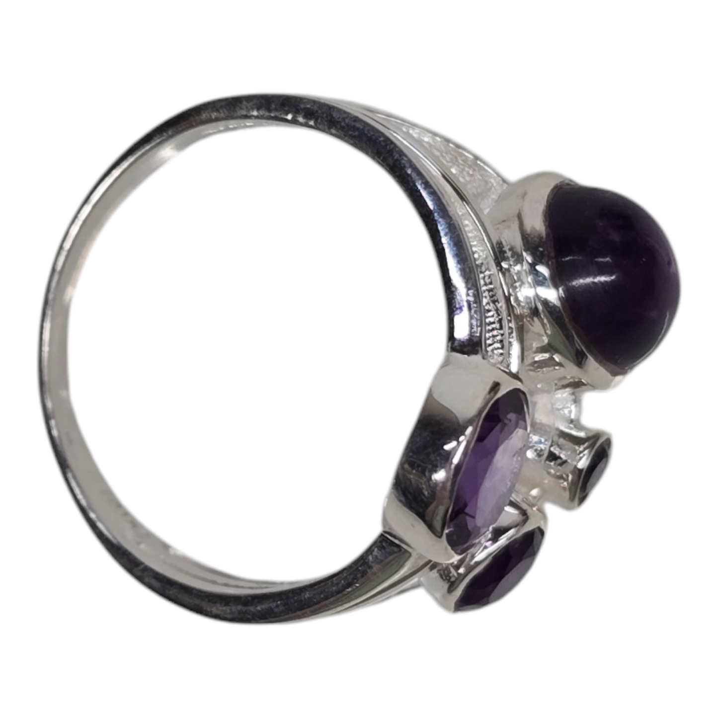 Amethyst Crystal Designer Sterling Silver Ring sz9