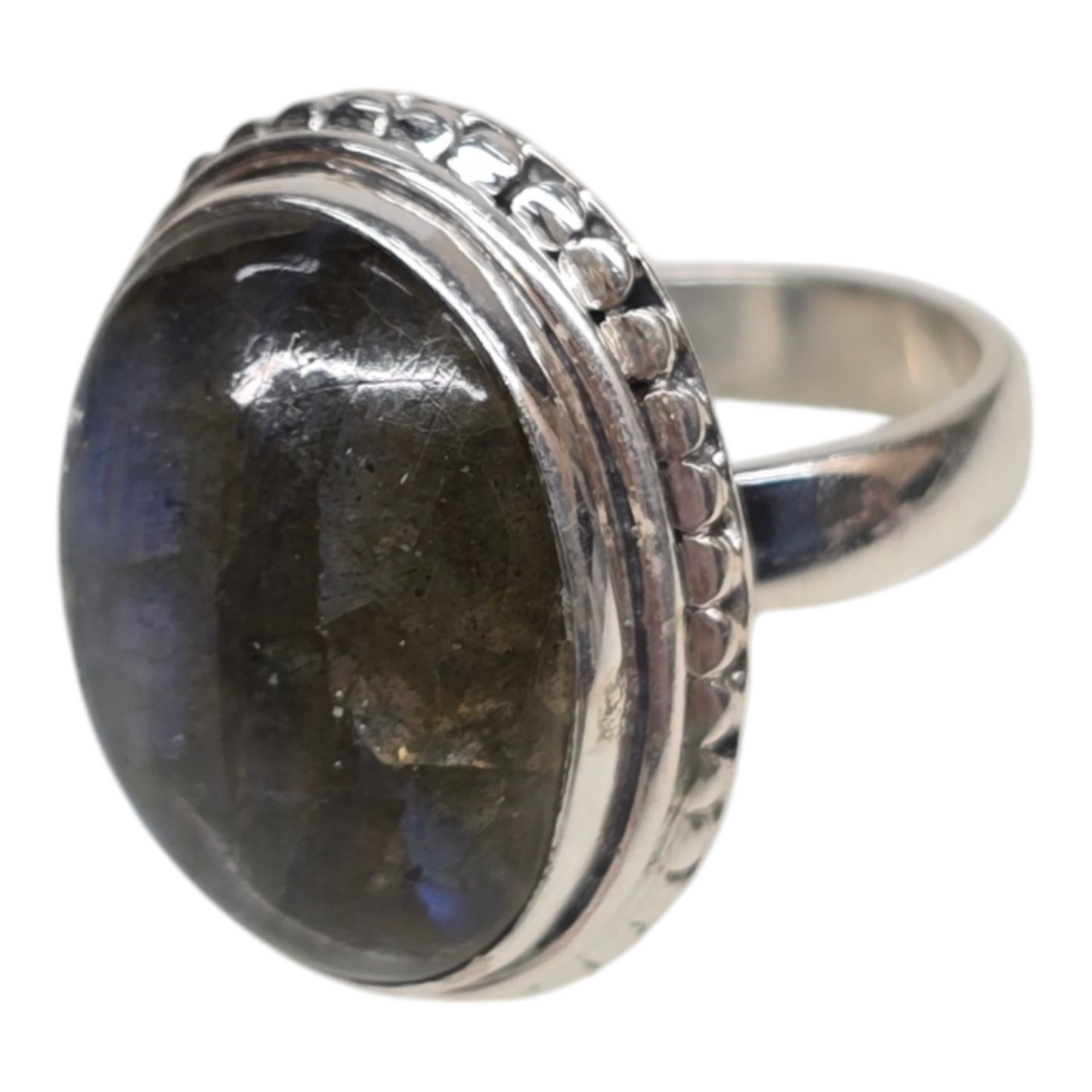Labradorite Crystal Designer Sterling Silver Ring sz6