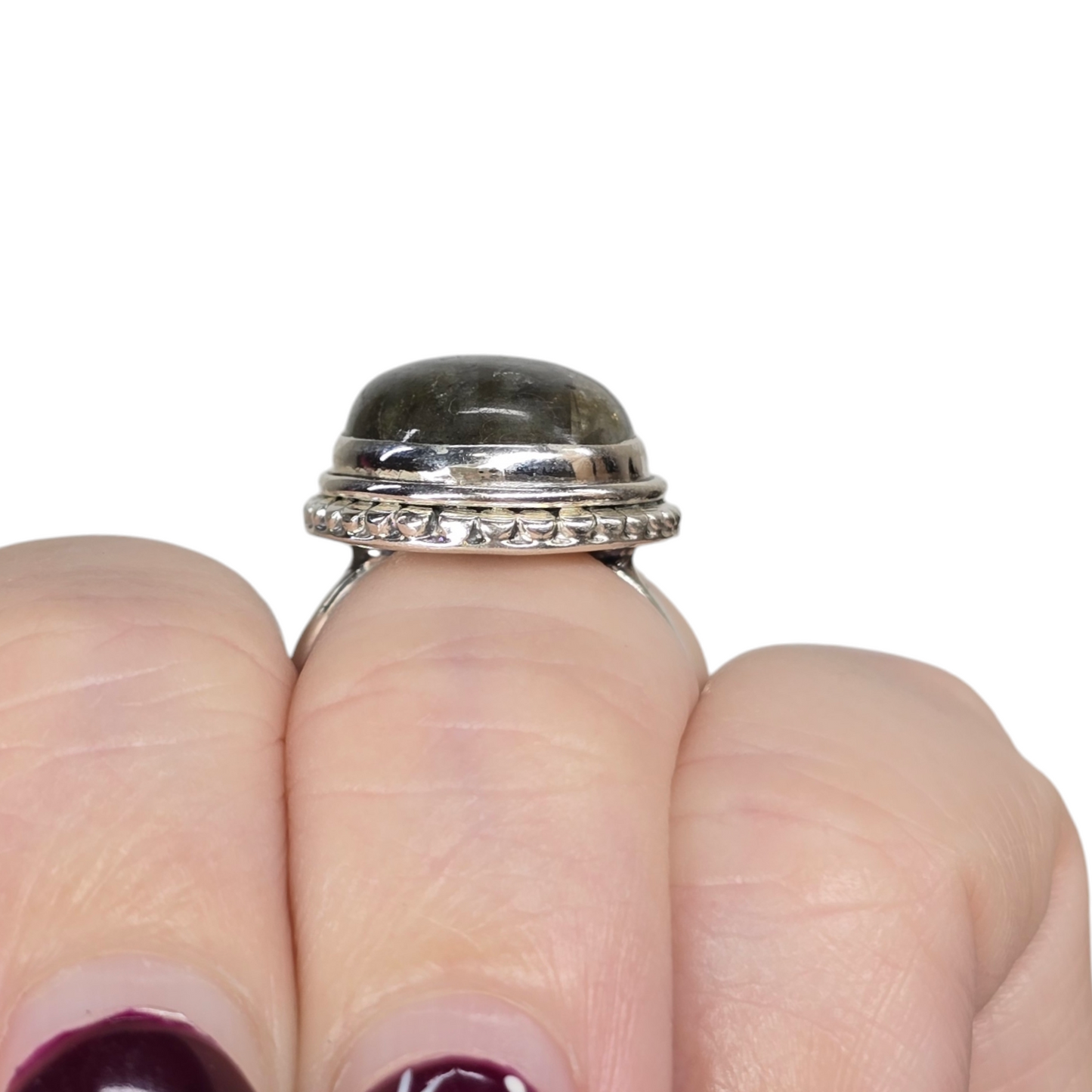Labradorite Crystal Designer Sterling Silver Ring sz6