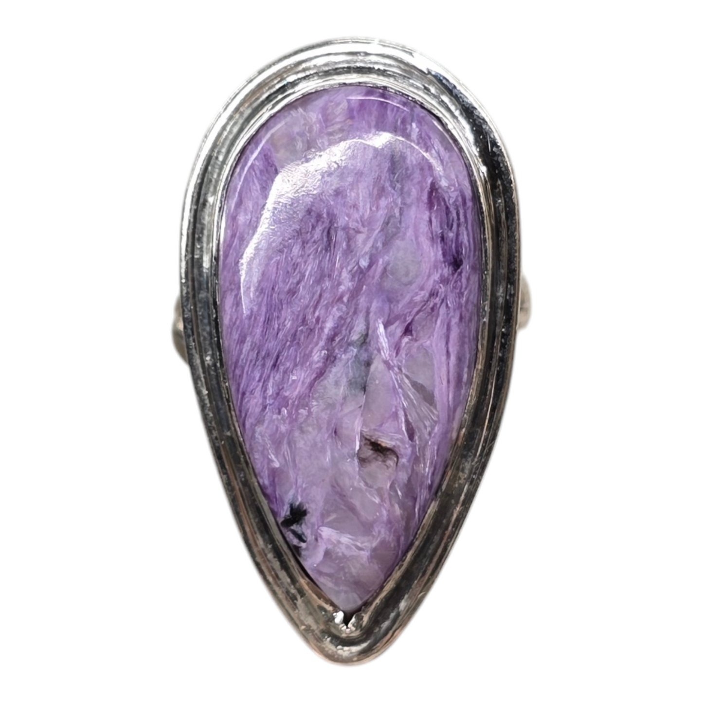 Charoite Crystal Designer Sterling Silver Ring sz7