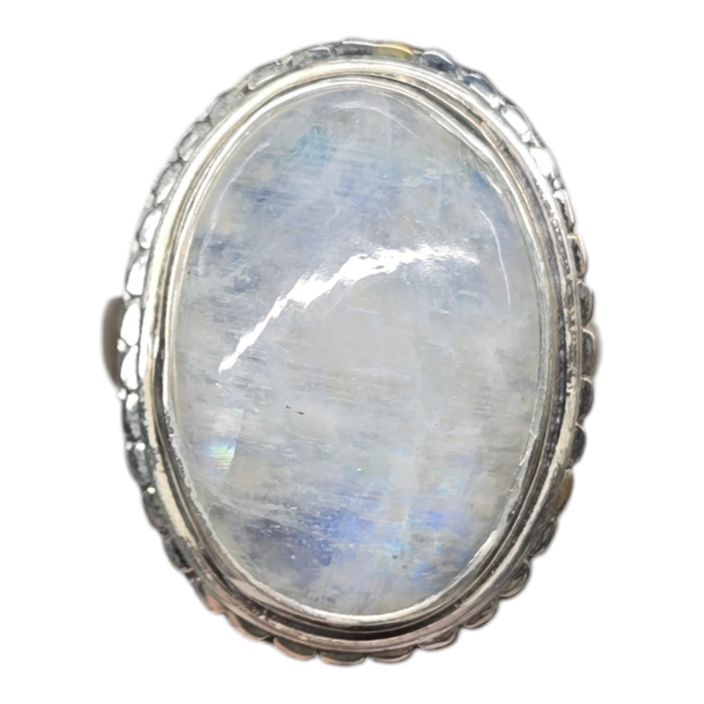 Moonstone Crystal Designer Sterling Silver Ring sz6