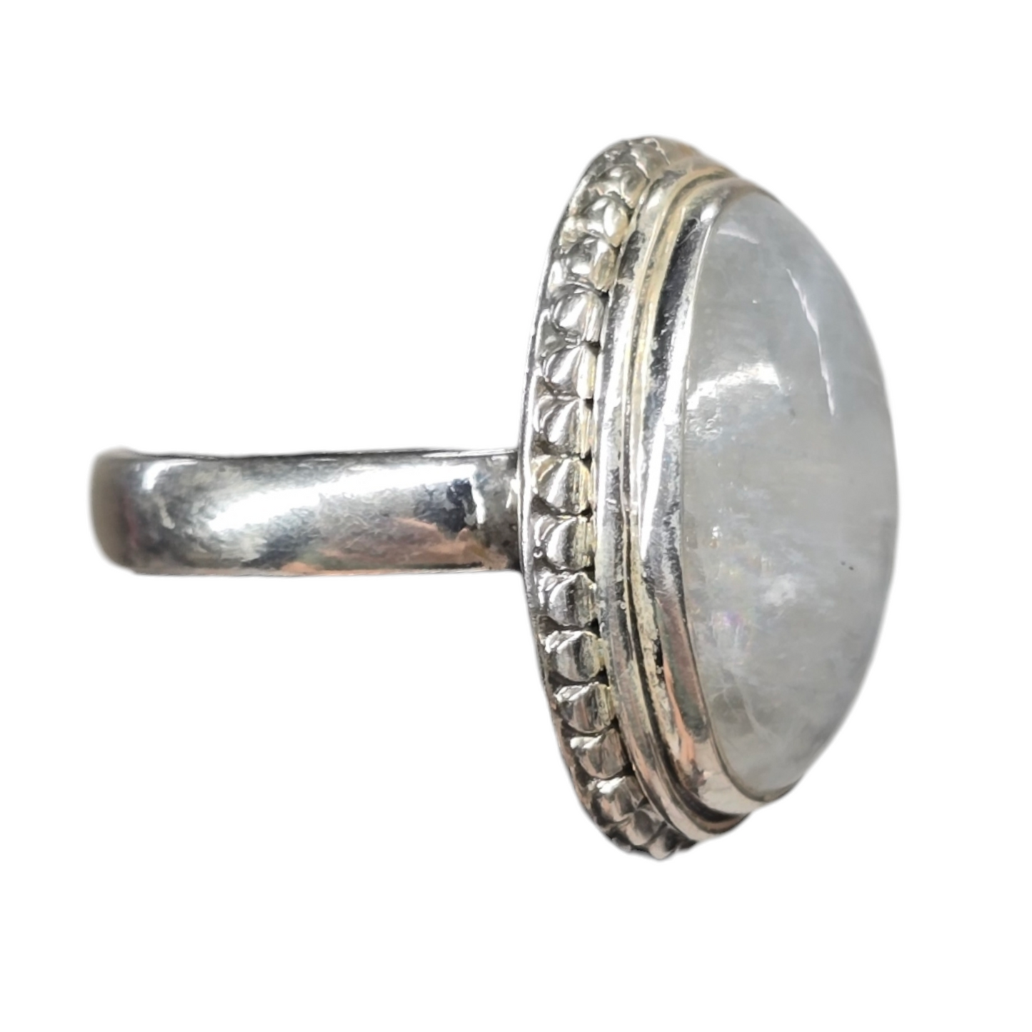Moonstone Crystal Designer Sterling Silver Ring sz6