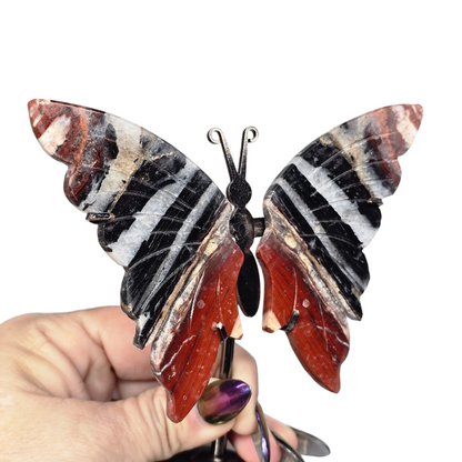 Enchanting Rare Banded Agate Butterfly Crystal Wings