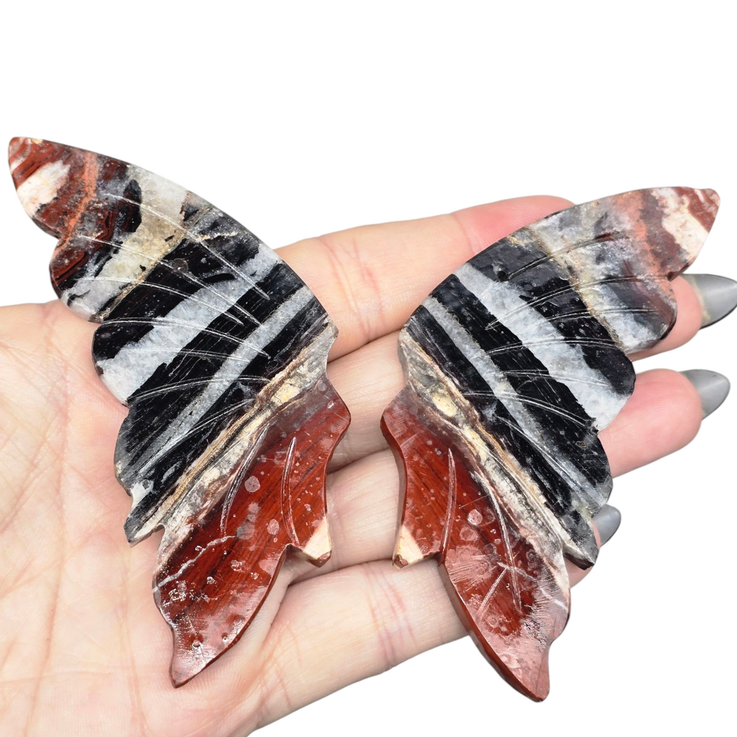 Enchanting Rare Banded Agate Butterfly Crystal Wings