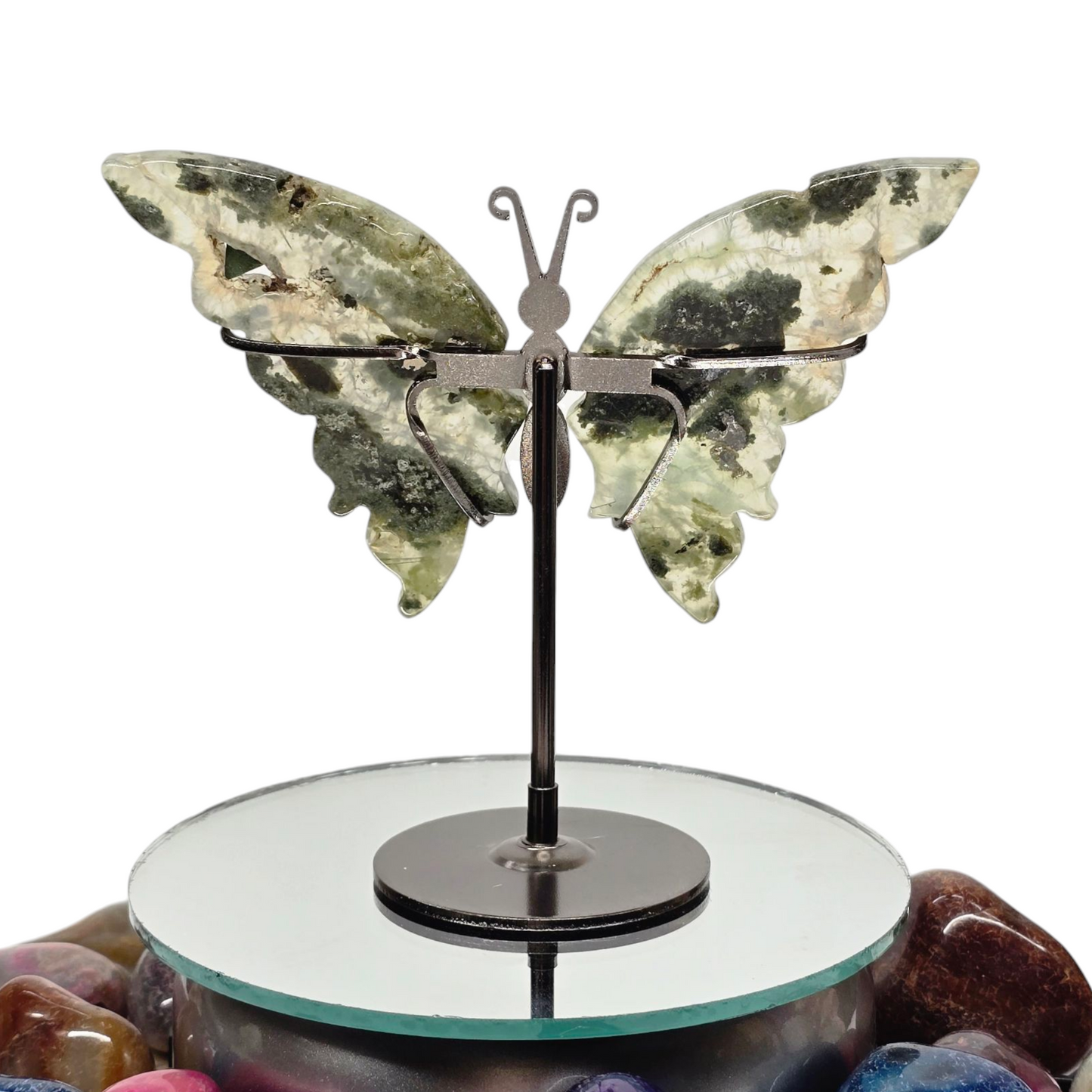 Enchanting Moss Agate with Pyrite Butterfly Crystal Wings