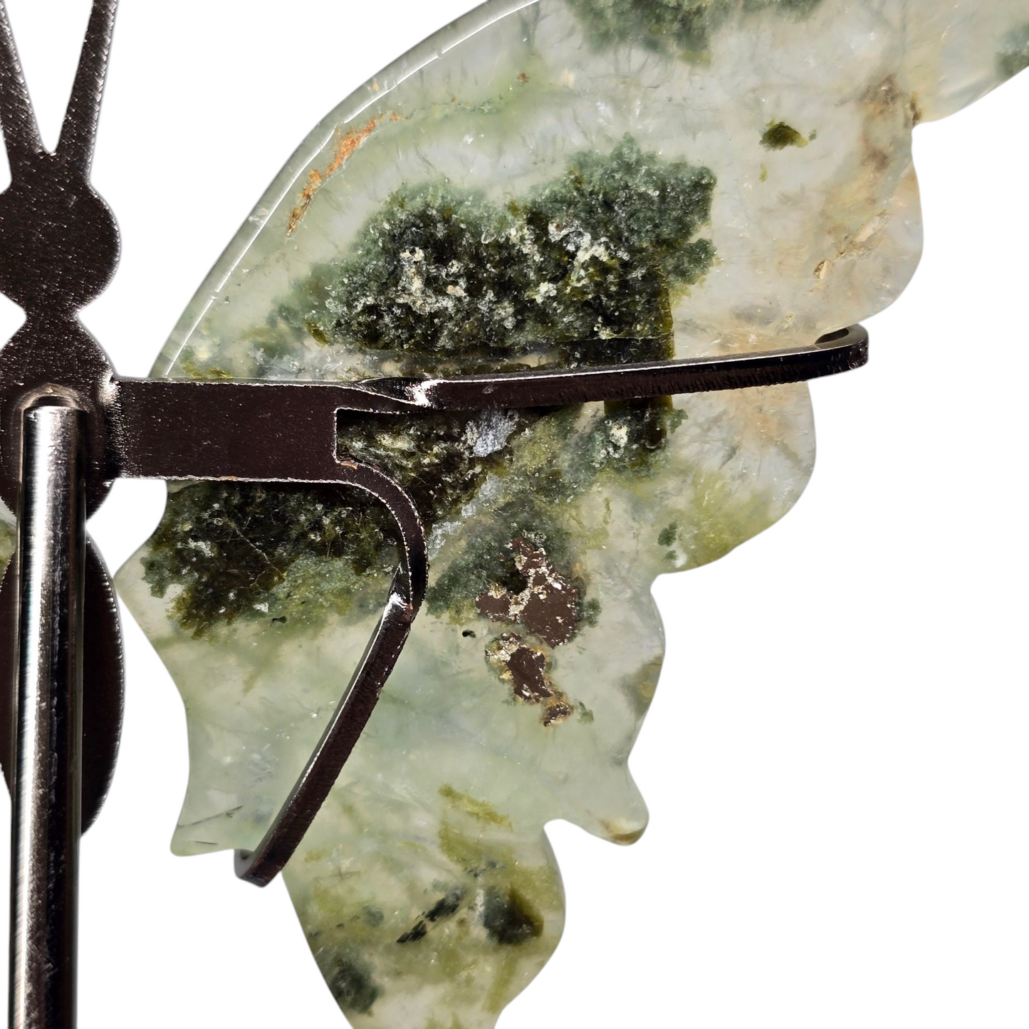 Enchanting Moss Agate with Pyrite Butterfly Crystal Wings