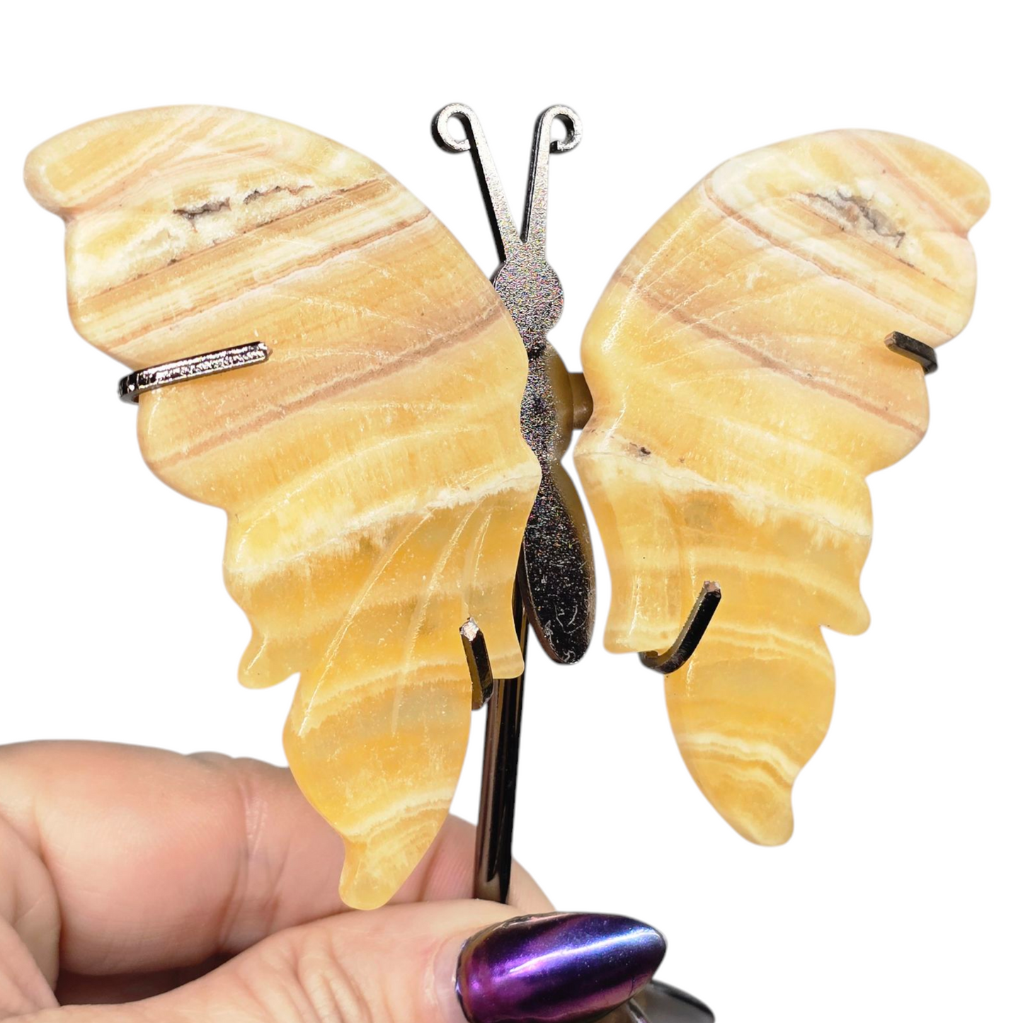 Enchanting Banded Yellow Calcite Butterfly Crystal Wings