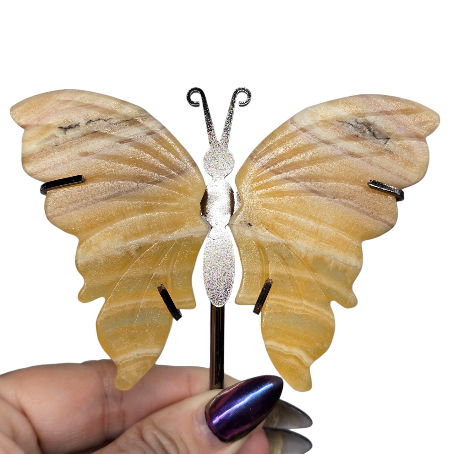 Enchanting Banded Yellow Calcite Butterfly Crystal Wings