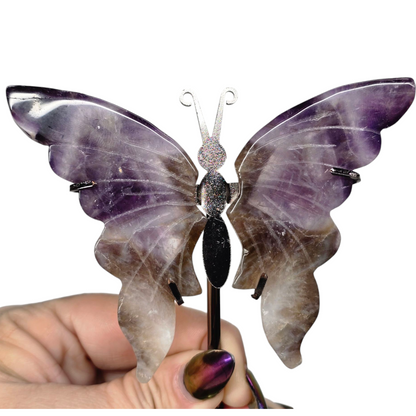 Enchanting Chevron Amethyst Butterfly Crystal Wings