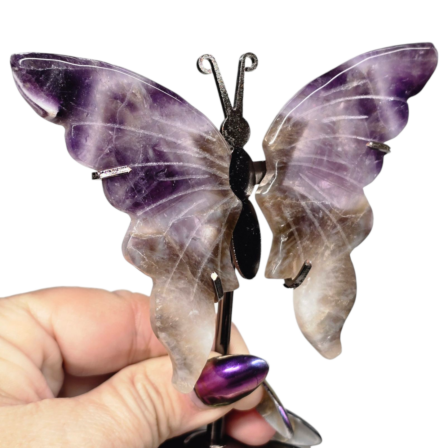 Enchanting Chevron Amethyst Butterfly Crystal Wings