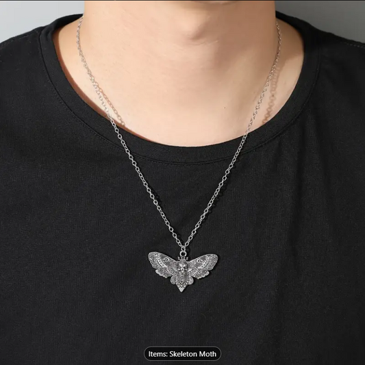 Punk Death Moth Goth Pendant Necklace