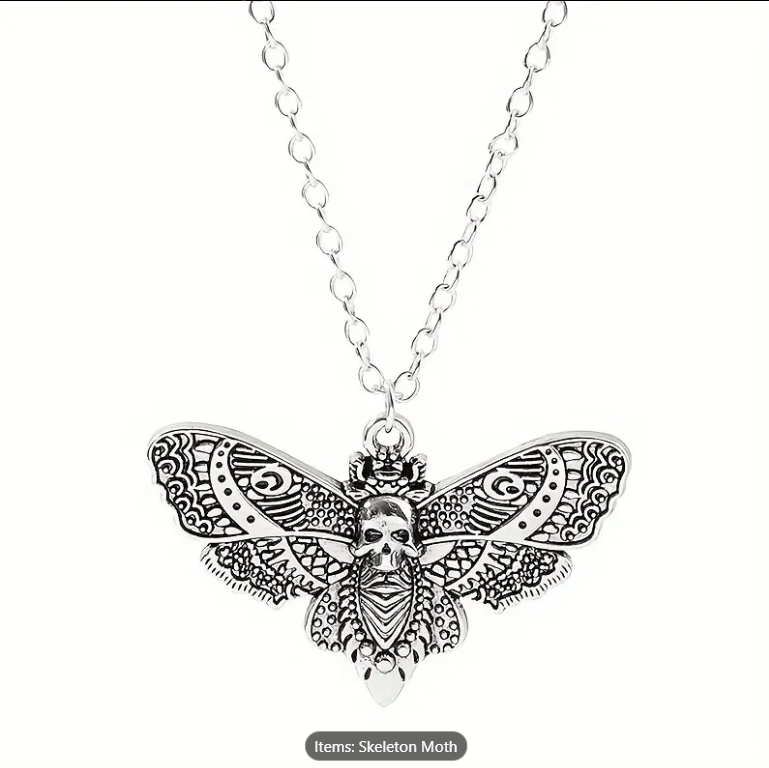 Punk Death Moth Goth Pendant Necklace