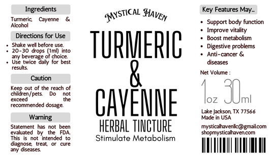 Turmeric & Cayenne | Herbal Tincture | Stimulate Metabolism