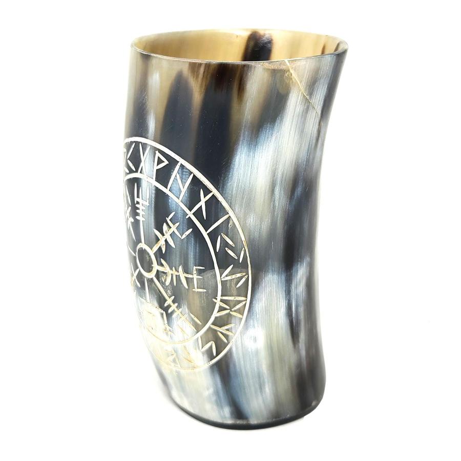 Buffalo Horn Drinking Cup Vegvisir Engraved