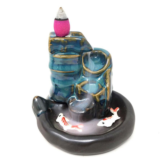 Lotus Waterfall Koi Ceramic Backflow Cone Burner #1