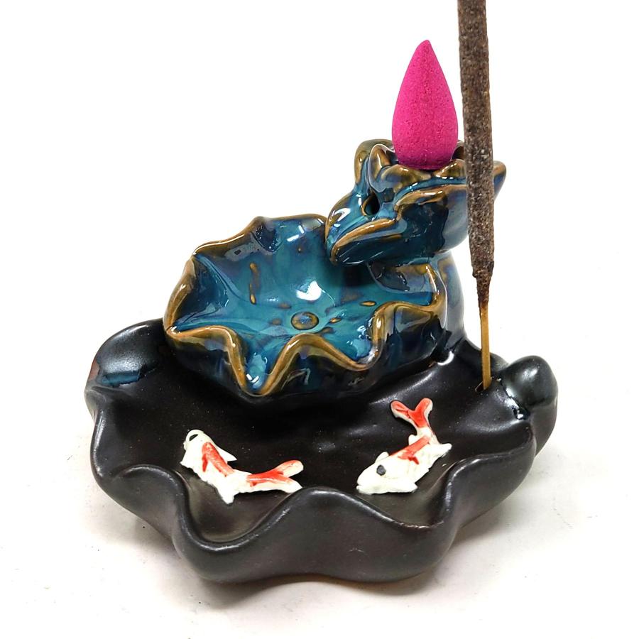 Lotus Waterfall Koi Ceramic Backflow Cone Burner #5