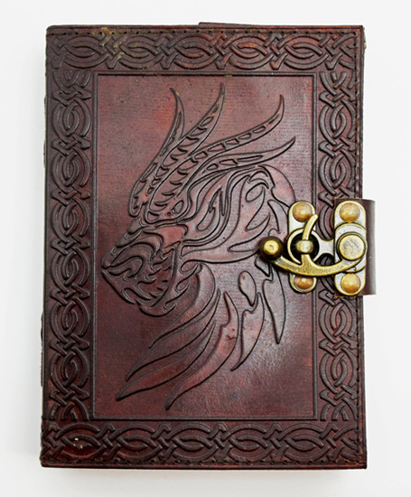 Celtic Dragon Head Leather Journal