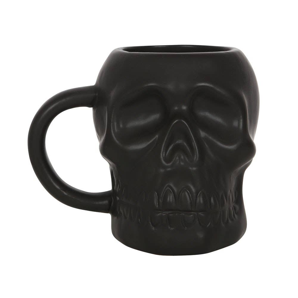 Matte Black Gothic Halloween Skull Mug