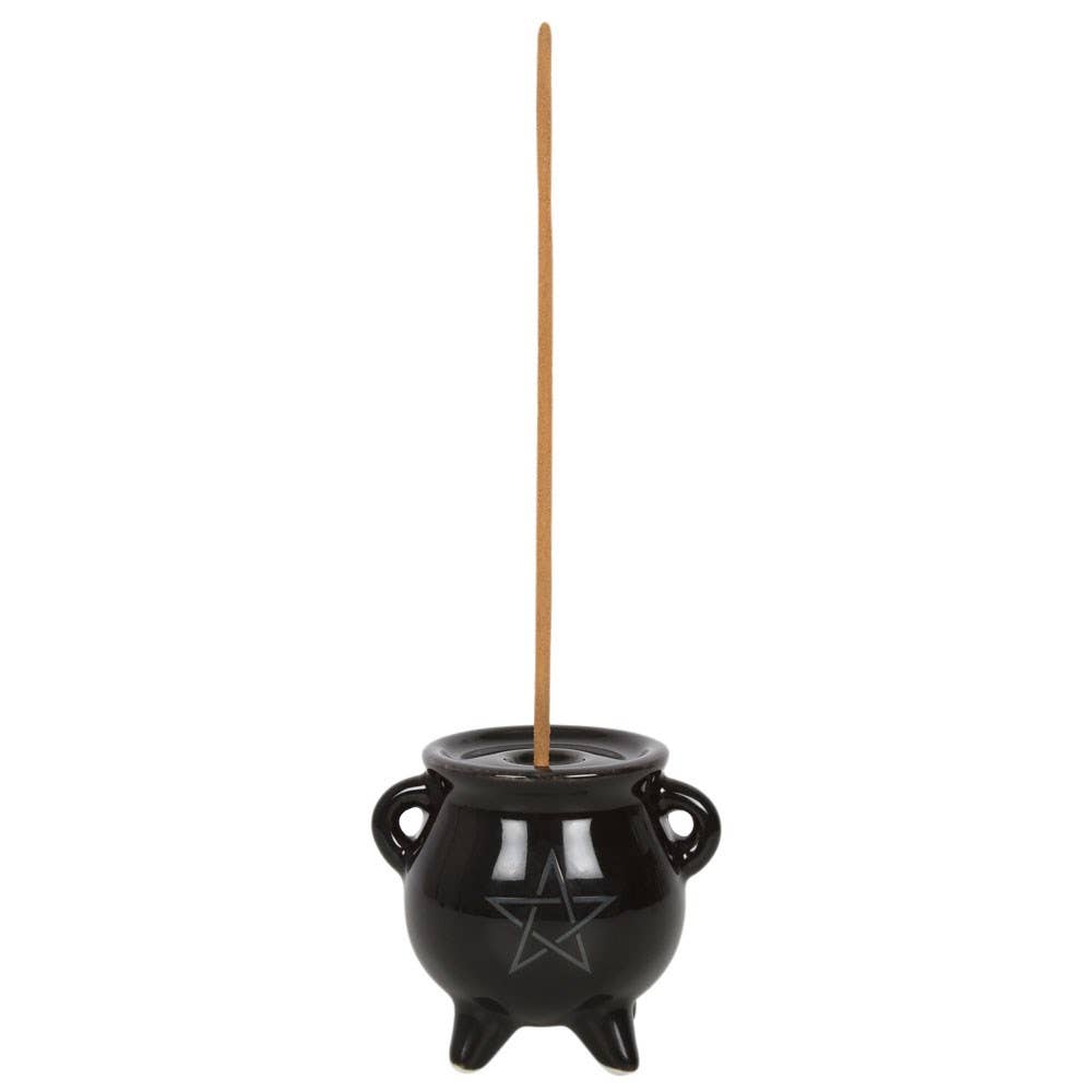 Gothic Pentagram Cauldron Ceramic Incense Holder