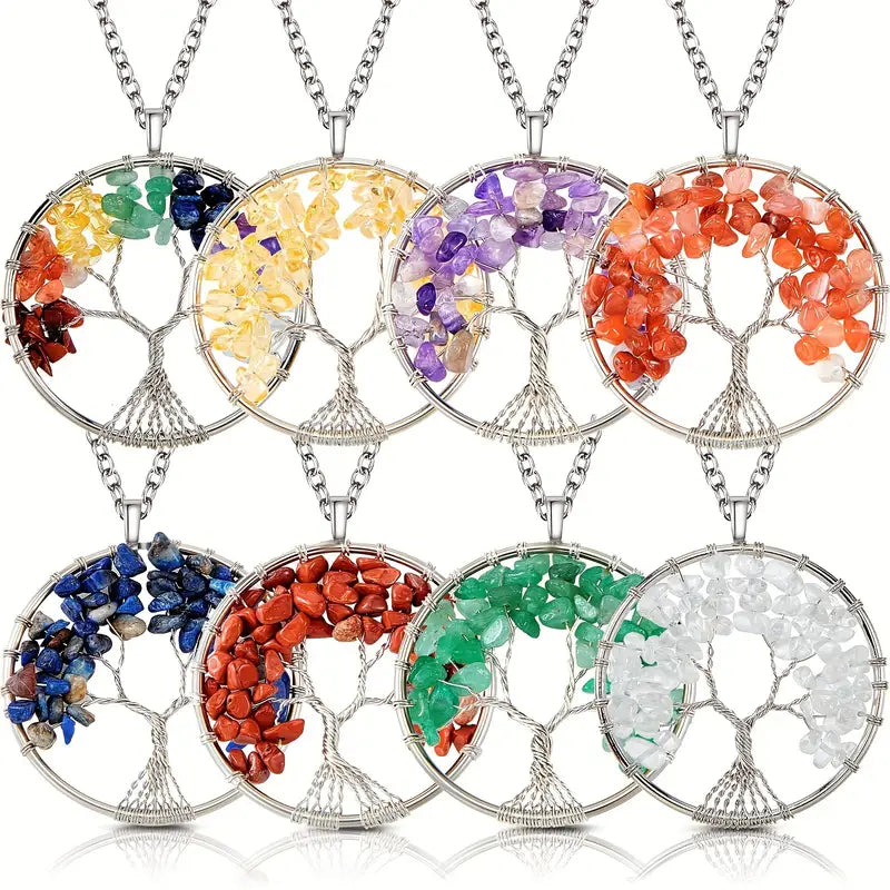Crystal Tree of Life Pendant Necklace