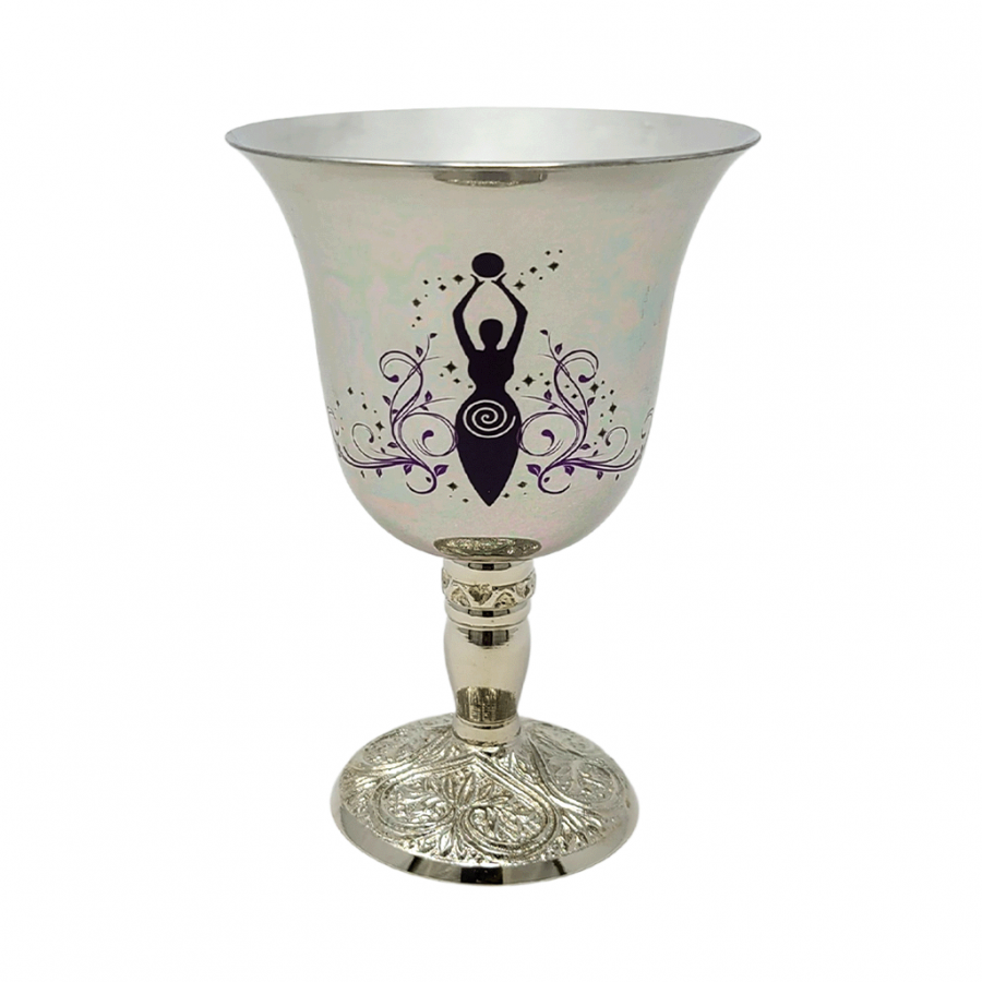 Stainless Steel Chalice with Goddess of Earth Design