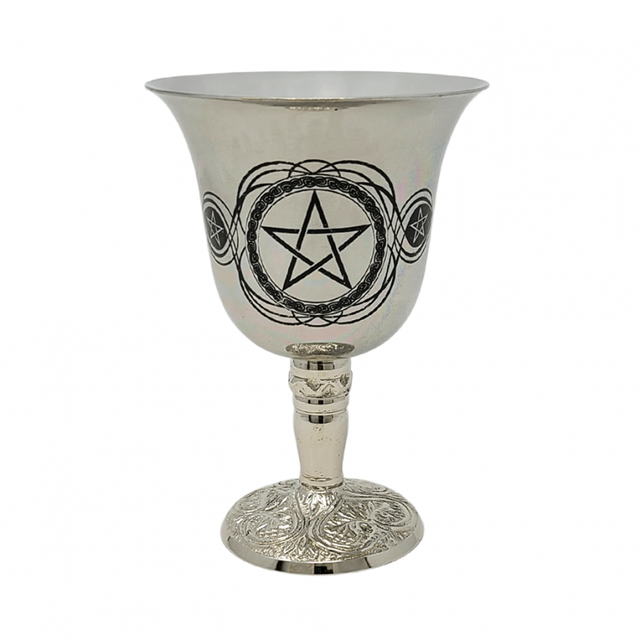 Stainless Steel Chalice with Pentagram Design 4.75"H