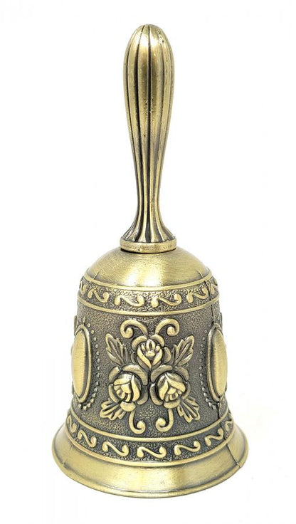 4.5"H Bronze Finish Altar Bell - Floral