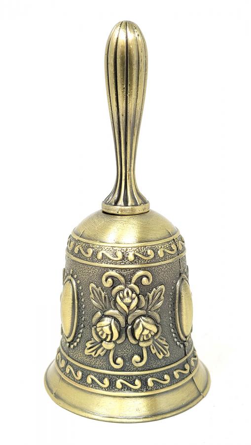 4.5"H Bronze Finish Altar Bell - Floral