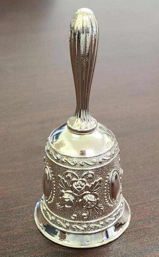 4.5"H Silver Finish Altar Bell - Floral