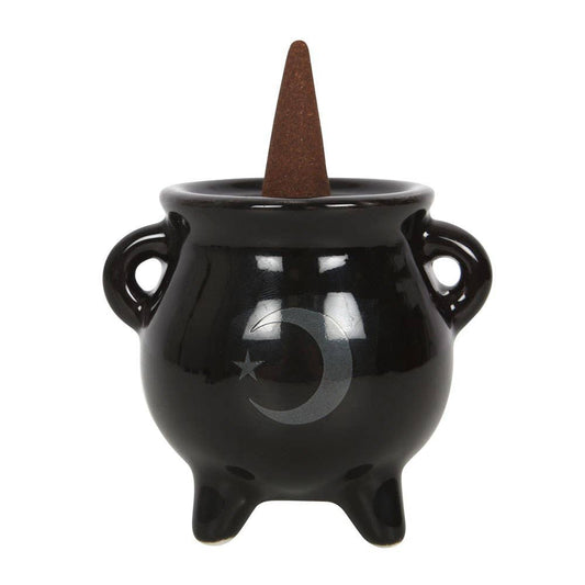 Gothic Mystical Moon Cauldron Ceramic Incense Holder