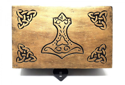 Thor's Hammer Carved Wood Box 5"x8"
