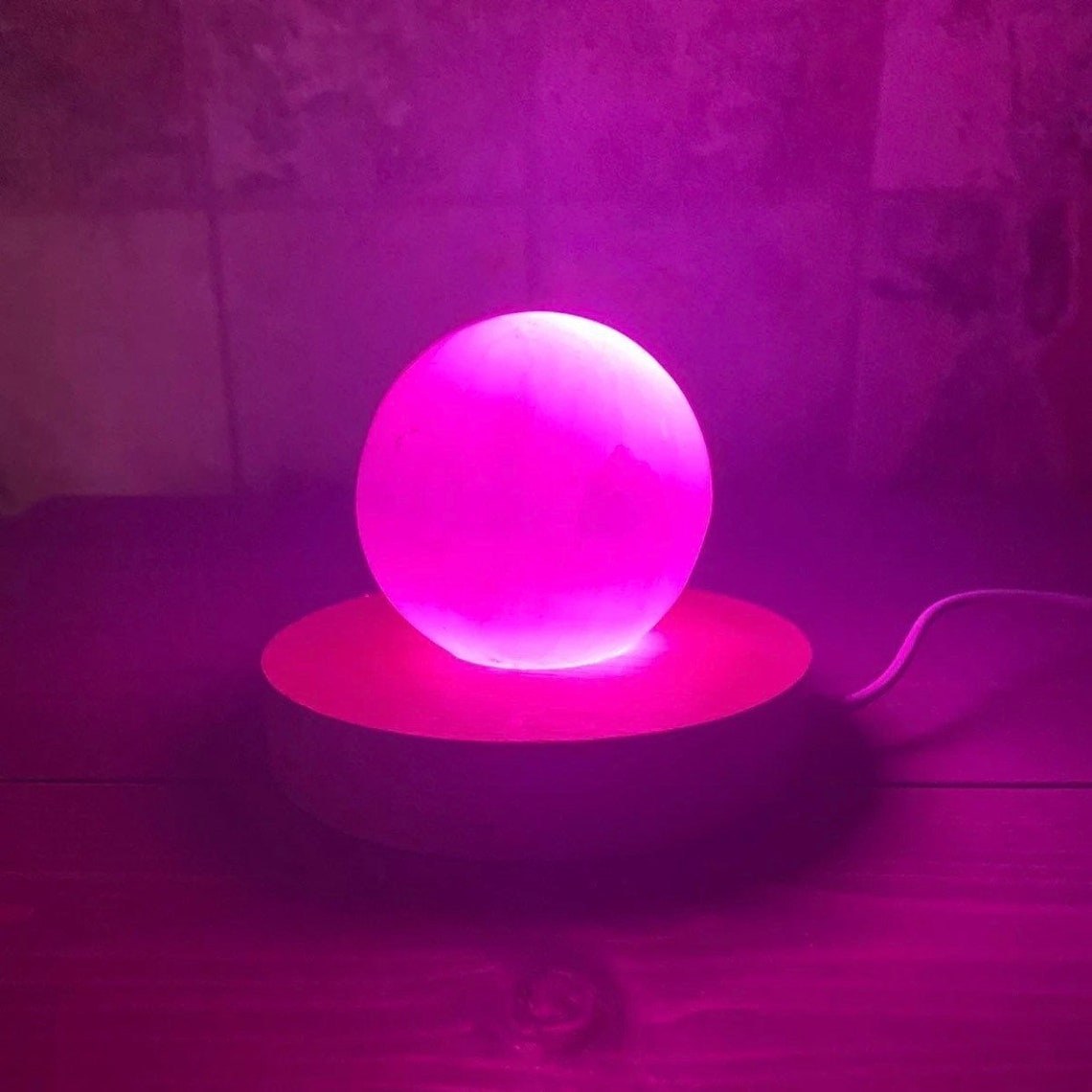 Selenite Sphere & One (1) LED Color Changing Light Base (Variant Sizes)