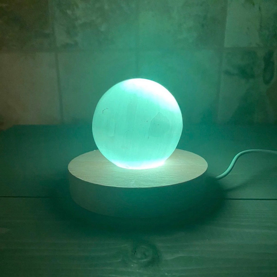 Selenite Sphere & One (1) LED Color Changing Light Base (Variant Sizes)