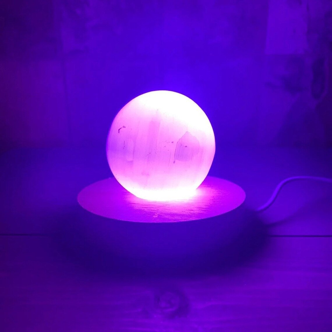 Selenite Sphere & One (1) LED Color Changing Light Base (Variant Sizes)